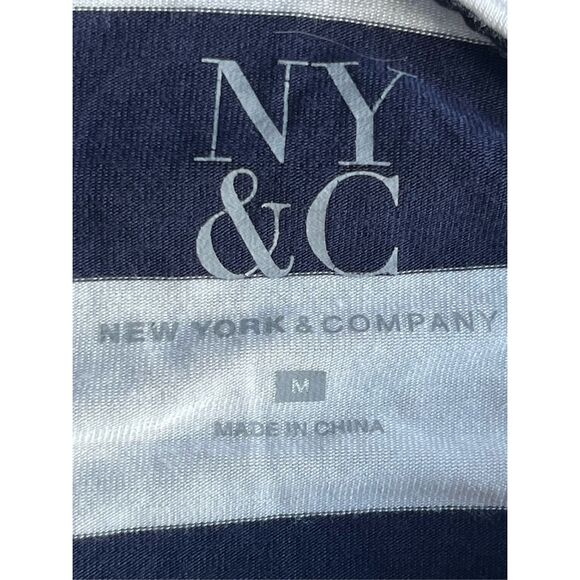 Womens New York & Co Surplice Cross-over Tank Top Blouse - Sz Med - Navy & Whit - Picture 7 of 10